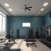 最新のトレーニング機器が並ぶ、明るく清潔感のあるジムの室内（AI生成） / Modern gym interior with bright lighting and clean atmosphere, equipped with advanced fitness machines (AI-generated)