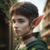 尖った耳とチョーカーをつけた若いエルフのポートレート / Portrait of a young elf with pointed ears and a choker