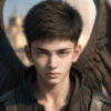 黒い翼を持つ美少年の堕天使 / A beautiful fallen angel boy with black wings