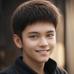 自然光に包まれた青少年の上半身ポートレート、Stable DiffusionによるAIイラスト / Upper-body portrait of a young male under natural light, AI illustration by Stable Diffusion