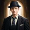 黒いスーツと帽子を身に着けたクラシックな紳士、Stable Diffusionで生成されたAIイラスト / Classic gentleman in black suit and hat, AI-generated using Stable Diffusion