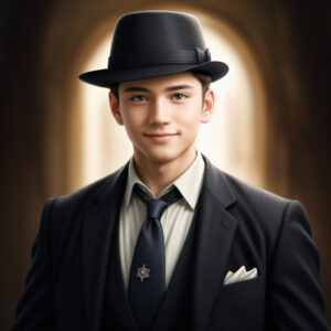 黒いスーツと帽子を身に着けたクラシックな紳士、Stable Diffusionで生成されたAIイラスト / Classic gentleman in black suit and hat, AI-generated using Stable Diffusion
