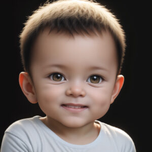 Tシャツを着た赤ちゃんの男の子、AIイラスト素材(Stable Diffusion使用) / Baby boy in white t-shirt, AI-generated illustration using Stable Diffusion