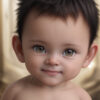Stable Diffusionで生成された、微笑む赤ちゃんの男の子の肖像画風AIイラスト / Smiling baby boy portrait generated with Stable Diffusion (AI illustration)