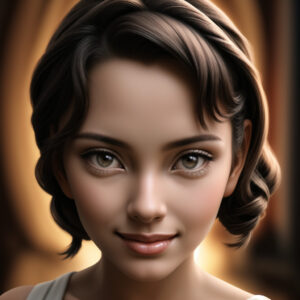 やわらかな光の中で微笑む40代女性、落ち着いた雰囲気のAIポートレート / Smiling woman in her forties with gentle lighting, calm atmosphere, AI-generated with Stable Diffusion