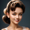 アップスタイルの髪型で明るく微笑む50代女性、AI生成ポートレート / Brightly smiling 50-year-old woman with updo hairstyle, AI-generated portrait