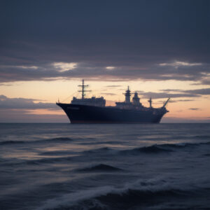 薄明かりの海を行くタンカー / Tanker moving across the dimly lit sea