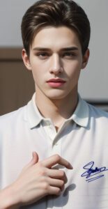 Man in an off-white shirt forming a sign language expression with both hands （オフホワイトのシャツを着た男性が両手で手話の表現をしている）