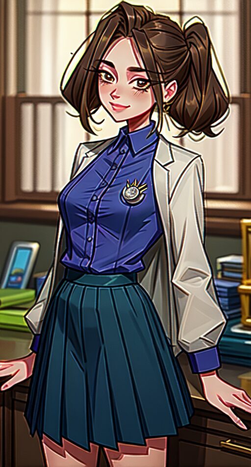 診察室で笑顔を見せる、白衣を着た若い女性医師。
A young female doctor in a white coat smiles in the consultation room.