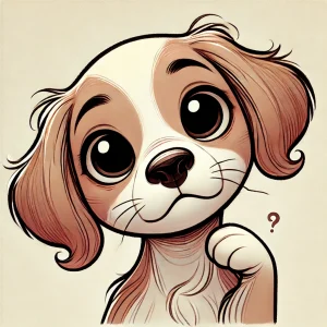 首をかしげて不思議そうな表情を浮かべる子犬のイラスト / Illustration of a puppy tilting its head with a curious expression