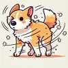 全身を使って勢いよく水気を払う子犬のイラスト / Illustration of a puppy energetically shaking off water with its whole body
