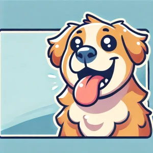 窓から顔を出して舌を垂らしながら息を切らしている犬のイラスト / Illustration of a dog panting with its tongue out while sticking its head out of a window