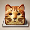 焼き色が美しい猫の顔型パウンドケーキ、チョコで描かれた模様が精巧 Cat face pound cake with a rich golden brown finish and detailed chocolate decorations