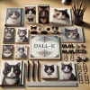 この画像には、さまざまな猫をモチーフにした文房具が美しく並べられています。猫好きのためにデザインされたアイテムが揃っており、デスク上に広がる整然とした風景です。以下に詳しく説明します。 画像の概要 テーマ：猫をモチーフにしたデスク周りの文房具セット。 背景：明るい木製のデスクの上に、猫のイラストが施されたアイテムがきれいに並んでいる。 雰囲気：落ち着いた色合いと優雅なデザインが特徴的。猫のかわいらしさと上品さが際立っている。 アイテムの特徴と配置 ノートやメモ帳 猫の顔が大きく描かれたデザインが多数見られる。 左上には、灰色や白黒の猫が描かれた表紙のノート。 中央下には小型のメモ帳が複数あり、黒い猫やふわふわの猫のイラストが施されている。 表紙にはリアルな毛並みの描写があり、まるで本物の猫の写真のような質感。 ペン類 2本の高級感のあるペンが中央下に並べられている。 ペンの軸には猫のイラストや猫の足跡が刻まれ、装飾的なデザインが特徴的。 クリップやバインダー 猫型のクリップが右下と中央に複数配置されている。 小さな猫の顔が付いたクリップがあり、実用的かつかわいらしいデザイン。 金属製のクリップやバインダーには、黒と金の高級感のある装飾。 付箋やメモパッド 猫の顔型の付箋が中央に置かれ、1つ1つ異なる猫の表情が楽しめる。 四角いメモパッドには、柔らかい色調と猫のイラストが描かれている。 定規 下部にはシンプルな定規が配置され、明確な目盛りが刻まれている。 定規自体は落ち着いたデザインで、実用的な印象。 ペン立て 左上には金属製のペン立てがあり、たくさんのペンや鉛筆が入っている。 ペン立てには木製のデスクと調和する自然な色合い。 小物類 右側には、猫の顔がデザインされた小さなオブジェや小物が複数見える。 中には猫の耳が付いた小さな置物や飾りもあり、かわいらしいアクセントとなっている。 中央の額縁（DALL·E表記） 中央には額縁のようなデザインのプレートが置かれ、「DALL·E」と書かれている。 周囲には繊細な装飾が施され、アート作品のようにデスクの中心を飾っている。 全体の印象 これらの文房具は猫好きな人にとって、使うたびに癒しを与えるアイテムです。 実用的でありながら、細部までこだわった美しいデザインが特徴。 猫の優雅さと遊び心が融合し、デスクの上をおしゃれで楽しい空間にしています。 この画像は、日常使いの文房具が猫の愛らしいデザインで飾られた、特別なコレクションであることを伝えています。