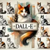 この画像には、さまざまな画風で描かれた座っている三毛猫が中心に登場しています。それぞれの三毛猫は、白、オレンジ、黒の毛色が特徴的で、芸術的なアプローチで表現されています。以下に詳細をわかりやすく説明します。 画像の概要 テーマ：座っている三毛猫がいろいろな画風で描かれたアート作品。 背景：柔らかな色彩や抽象的なタッチの背景があり、猫を引き立てるデザインになっています。 中央の主役：画像の中央には、大きく描かれたリアルで堂々とした三毛猫が目立っています。 特徴と詳細 中央の三毛猫 描写スタイル：最もリアルなタッチで、猫の毛並みや瞳の輝きが細かく表現されています。 表情：落ち着いた表情で、オレンジと黒の毛色が顔を覆い、白い毛が体を包んでいます。 尻尾：長く美しい尻尾が前に垂れ、力強さと優雅さを感じさせます。 周囲の三毛猫たち 画風の違い： 左側の猫たちは線画や水彩タッチで描かれ、軽やかな印象を与えます。 右側の猫たちは、鮮やかな色合いや写実的なスタイルで、リアルさが際立ちます。 姿勢：すべての猫が座ったポーズを取っており、耳を立てたり、少しこちらを見つめる仕草が描かれています。 個性：猫ごとに細かい表情や体の模様が異なり、ユニークなキャラクター性を感じさせます。 背景の工夫 色彩：柔らかいパステルカラーと抽象的な模様が使われており、猫の存在感を際立たせています。 アート要素：筆で描かれたようなタッチや木目調の装飾が含まれ、アート作品のような仕上がりです。 「DALL-E」の文字プレート 中央下部：三毛猫の下に「DALL-E」という文字が木製のプレートに刻まれている。 この文字は作品の中心的な要素としてデザインされています。 全体の印象 この作品は、三毛猫の美しさをさまざまなアートスタイルで楽しむことができる、視覚的に楽しいコンポジションです。 猫のポーズや毛色の描写は、リアルさと芸術性を兼ね備えており、猫好きやアート好きにとって魅力的なデザインです。 背景と猫の調和が取れたデザインで、視覚的にも癒しを感じる構成になっています。 この画像は、三毛猫を主役にしたアートコレクションとして、優雅で多様な猫の魅力を伝えています。