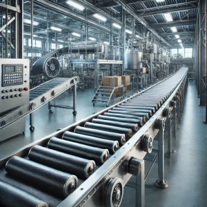 梱包済みの箱が流れる大型コンベアシステム
A large conveyor system transporting packed boxes in a factory