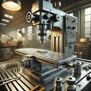 工場内に設置されたフライス盤と整然と配置された工具類
A milling machine installed in a workshop with neatly arranged tools