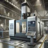 最新鋭のCNC制御マシニングセンタが稼働する工場内部 Interior of a factory with an advanced CNC machining center in operation