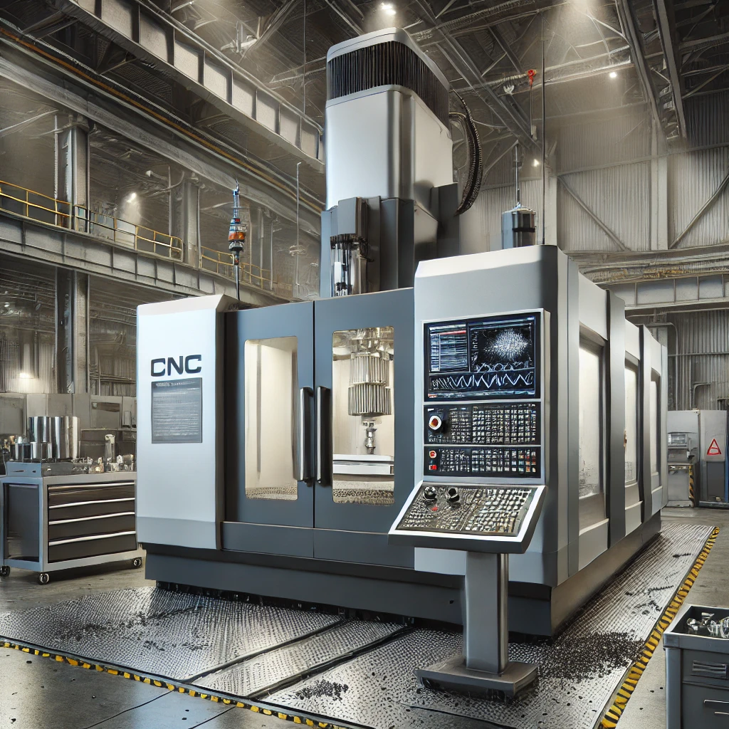 最新鋭のCNC制御マシニングセンタが稼働する工場内部 Interior of a factory with an advanced CNC machining center in operation