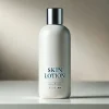 マットな白いボトルに入ったシンプルなデザインの化粧水 A simple design skin lotion in a matte white bottle