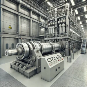 工場内に整然と配置された横型の押出成形装置
Horizontally arranged extrusion molding equipment in a clean factory interior