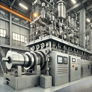 多数のパイプやタンクが組み合わさった大型の押出成形機システム
A large extrusion molding system with multiple integrated pipes and tanks