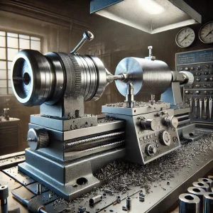 工業用作業室に設置された精密旋盤と多数の工具類
A precision lathe installed in an industrial workspace with various tools nearby