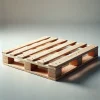 明るい室内で撮影された標準的な木製パレットの斜め上からのアングル Angled top view of a standard wooden pallet photographed in a well-lit indoor setting
