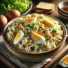 ゆで卵と刻み野菜をたっぷり使った濃厚でクリーミーなタマゴサラダ Creamy and rich egg salad with boiled eggs and chopped vegetables