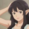 片手で髪をかきあげるエルフの女性。アニメ風イラスト